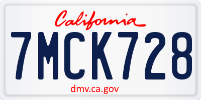 CA license plate 7MCK728