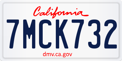 CA license plate 7MCK732