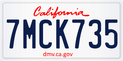 CA license plate 7MCK735
