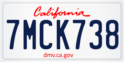 CA license plate 7MCK738