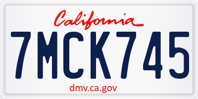 CA license plate 7MCK745