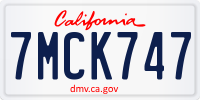 CA license plate 7MCK747