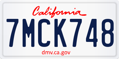 CA license plate 7MCK748