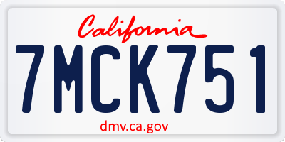 CA license plate 7MCK751