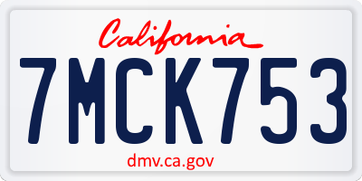 CA license plate 7MCK753
