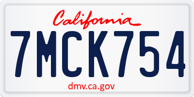 CA license plate 7MCK754