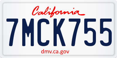 CA license plate 7MCK755