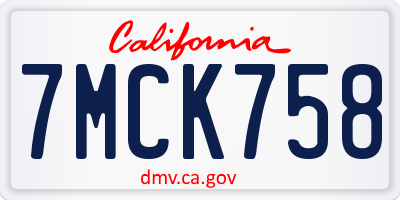 CA license plate 7MCK758