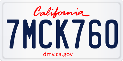 CA license plate 7MCK760