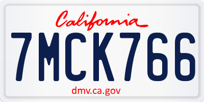 CA license plate 7MCK766