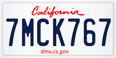 CA license plate 7MCK767