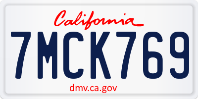 CA license plate 7MCK769