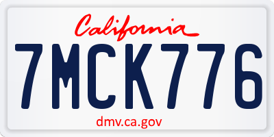 CA license plate 7MCK776