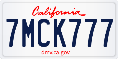 CA license plate 7MCK777