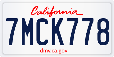 CA license plate 7MCK778