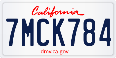 CA license plate 7MCK784
