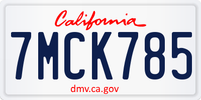CA license plate 7MCK785