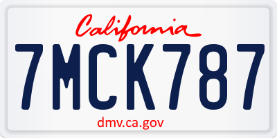 CA license plate 7MCK787
