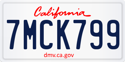 CA license plate 7MCK799