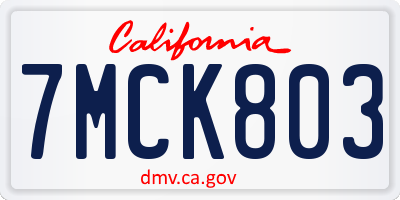 CA license plate 7MCK803