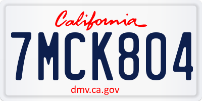 CA license plate 7MCK804