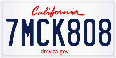 CA license plate 7MCK808