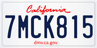 CA license plate 7MCK815