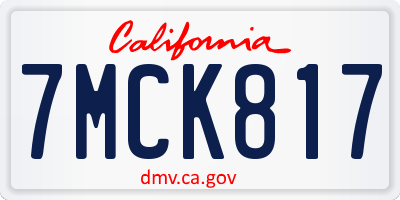 CA license plate 7MCK817