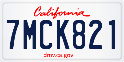 CA license plate 7MCK821