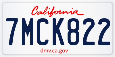 CA license plate 7MCK822