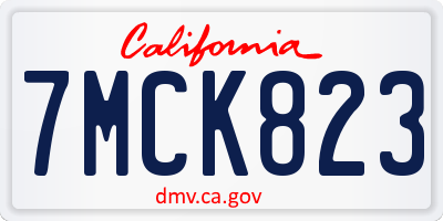 CA license plate 7MCK823