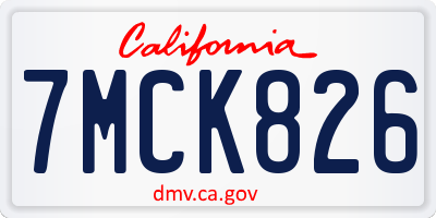 CA license plate 7MCK826