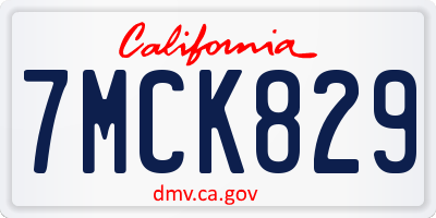 CA license plate 7MCK829