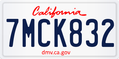 CA license plate 7MCK832