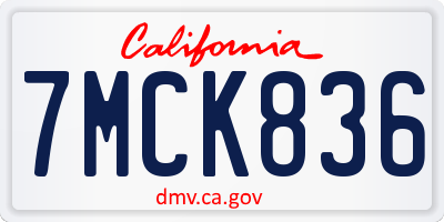 CA license plate 7MCK836