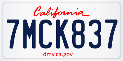 CA license plate 7MCK837