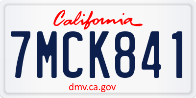 CA license plate 7MCK841