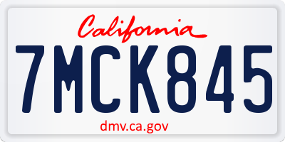 CA license plate 7MCK845