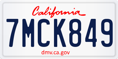 CA license plate 7MCK849
