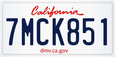 CA license plate 7MCK851