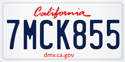 CA license plate 7MCK855