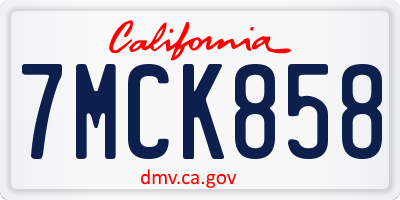 CA license plate 7MCK858