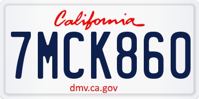 CA license plate 7MCK860