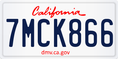 CA license plate 7MCK866