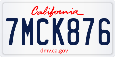 CA license plate 7MCK876