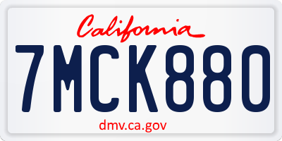 CA license plate 7MCK880