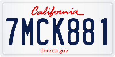 CA license plate 7MCK881