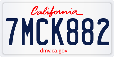 CA license plate 7MCK882