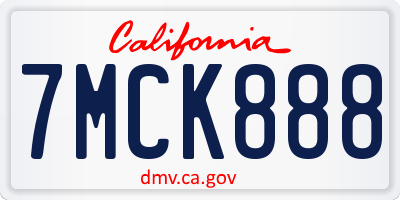 CA license plate 7MCK888