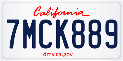 CA license plate 7MCK889